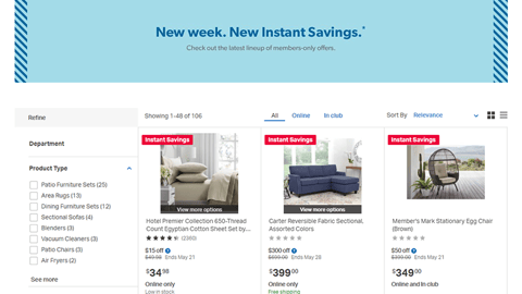 Sam's Club 'Instant Savings Book' Shop